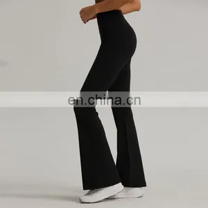 Free Size Butter Soft Flared Wide Leg Sport Fitness Yoga Leggings High Waist Custom Logo Workout Active Gym Wear Pants For Women thumbnail-4