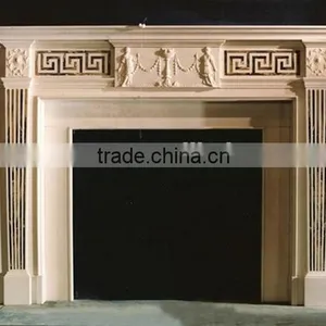 Hot Indoor Natural Polished Beige Marble Fireplace thumbnail-3