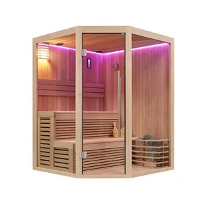Modern 2 Person Wet Steam Sauna Room Cedar Factory Supply Far Infrared Stove Computer Control Panel Most Popular thumbnail-2