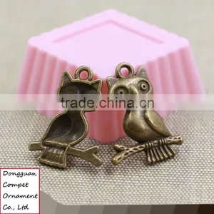 Wholesale Diy Jewelry Zinc Alloy Ancient Bronze 23*18mm Branches Owl Pendant thumbnail-2