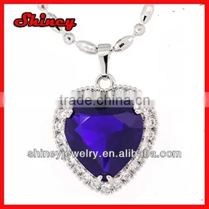 Micro Paved Gorgeous Blue Ocean Heart Pendant thumbnail-1