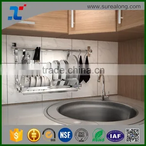 China Manufacturer Stainless Steel Hanging Dish Drainer ,metal Wall Plate Rack,dish Rack With Tray thumbnail-1