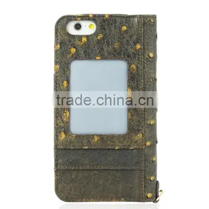 High Quality Wholesale Ostrich Skin Leather Phone Cases for Iphone 6 thumbnail-3