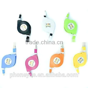 Colorful Flat Logo Custom Micro Retractable Usb Charging Cable thumbnail-2