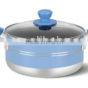 Aluminum Preesed Sky Blue Pots Non-stick Ceramic Coating Stock Pot Noodle Soup Pot thumbnail-1