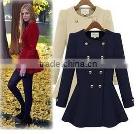 Fashion Womens Slim Thicken Lapel Purple Jackets Winter Warm Long Wool Overcoats thumbnail-2