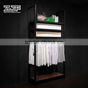 ZJF Black Wood Display Rack Hot Sale Shirt Rack Display thumbnail-2