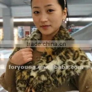 Leopard Print Mink Fur Shawl Fur Hooded Scarf thumbnail-1