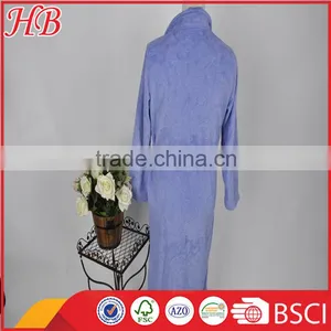 3D Embossed Coral Fleece Zip Bathrobe thumbnail-5