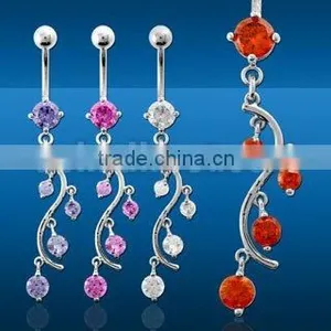 Banana Belly Ring in Dangling Vine Design thumbnail-1
