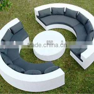 Cast Aluminium Rattan Round Couch Sofa thumbnail-2