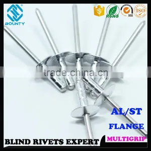 HIGH QUALITY FACTORY OPEN HEAD ALUMINUM STEEL LARGE FLANGE HEAD MULTI GRIP POP BLIND RIVETS thumbnail-3