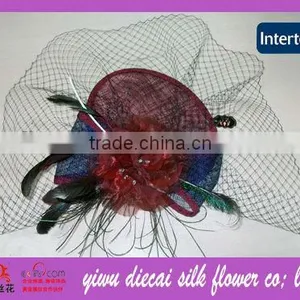 Nice Quality Trendy Handmade Flower/feather Decorated Sinamay Hair Acessories thumbnail-1