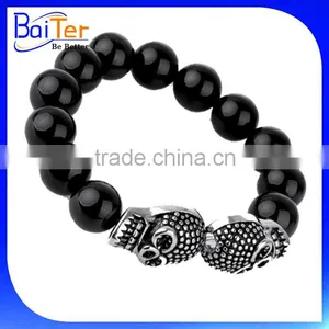 European Fashion Buddha Designs Black Agate Lava Bead Buddha Head Bracelet Wholesale thumbnail-2
