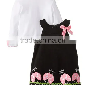 (CS802#) Children Winter Set t Shirt Cord Dress 2pc Outfit Boutique Kids Wear Ladybird Set thumbnail-1