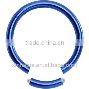 14 Gauge Blue Anodized Titanium Segment Ring Bcr Piercing Jewelry thumbnail-1