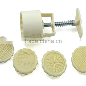 Wholesales Best Round Shaped Plastic Mooncake Mold Mould Plunger Press Mould Set With Various Designs Stamps Patterns Maker thumbnail-1