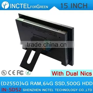Hottest Windows8.1 All in One Computer With 5 Wire Gtouch 15 Inch LED Touch Dual 1000Mbps Nics 4G RAM 64G SSD 500G HDD thumbnail-1