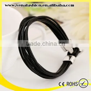 Multilayers Boys Thin Leather Bracelet, Teen Leather Bracelet thumbnail-3