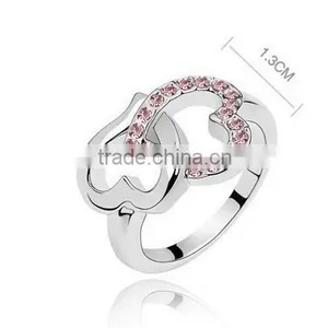 Fashion Women Lady Heart Shaped Wedding Engagement Zircon Ring Jewelry thumbnail-3