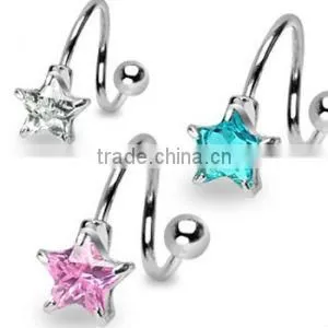 Hotest 316L Stainless Steel Zircon Twister Piercing thumbnail-1
