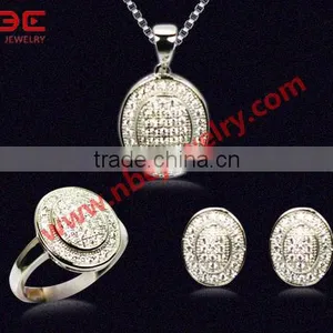 2013 Newest Factory Offer Gorgeous 925 Silver Jewelry Set, Wax Micro Pave Setting 925 Sterling Silver Jewellery Set thumbnail-1