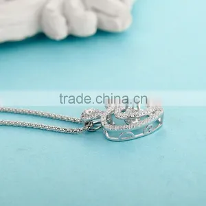 Silver Dancing Stone Heart Shape Pendant Necklace Jewelry thumbnail-5