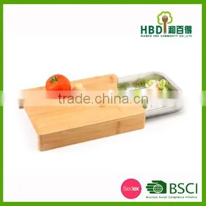 Wooden Bamboo Kitchen Cutting Board With S/s Tray thumbnail-5