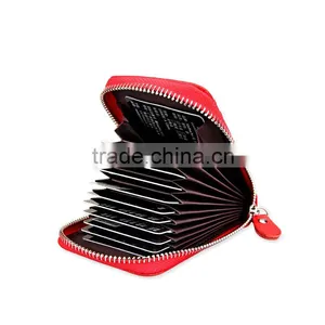 Genuine Leather Card Holder 13 Cards Leather Wallet Metal Zipper Purse thumbnail-3
