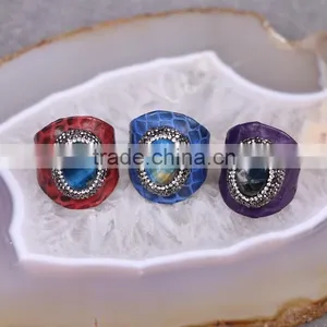 Fashion Agate Druzy Stone Ring, Tiger Eye, Amazon Gemstones Snakeskin Rings, Charm Jewelry Finger Druzy Rings thumbnail-5