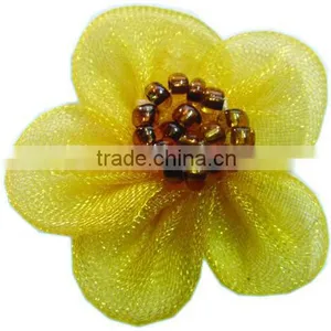 Good Qulaity Small Organza Flowers For Clothes/Little Flowers For Girls' Hair Clips thumbnail-2