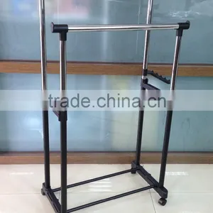 Double Expandble Cloth Rack Clothes Hanging Stand Garment Rack thumbnail-1