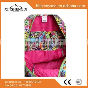 2016 Hot Cotton Bright Quilted Textile Printing Zipper Backpack Factory thumbnail-2