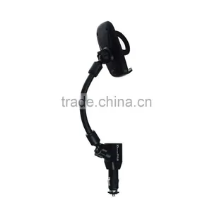 One Hand Operation Flexible Gooseneck Dual USB Ports Car Mobile Charger Stand for Mobile Phone thumbnail-3