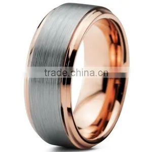 8MM Rose Gold Tungsten Carbide Ring, Brushed Two Tone Tungsten Carbide Ring, Hot Sale Tungsten Ring thumbnail-3