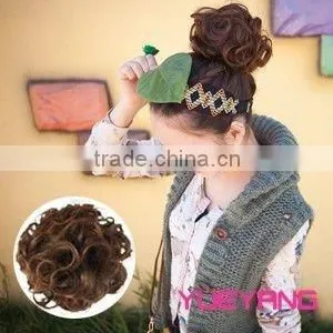 Beautiful Curly Brown Bun Hair Chignon thumbnail-1
