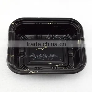 Food Grade Plastic Disposable Black With Lid Container for Take Out Sushi Tray thumbnail-3
