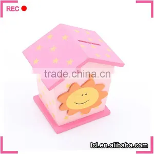 Wooden Money Box House Shaped, Wood Material Money Storage Box thumbnail-5