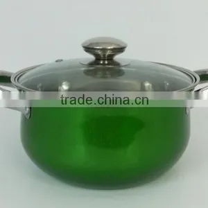 10pcs Colorful Soup Pot ss Pot With Glass Lid And Ear Handle Of Stainless Steel Cookware Set thumbnail-3