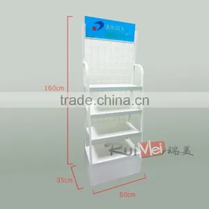 3-tire Solid Metal Floor Supermarket Goods Display Stand thumbnail-1