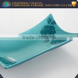 China Ceramic Wholesale Blue Decorative Plate for Restaurants thumbnail-2