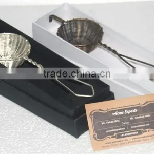 Antique Brass Tea Strainer With Black and White Gift Box Packing thumbnail-1