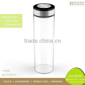 Hand Made Glass Drinking Bottles With Lids thumbnail-5