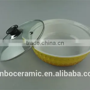 AB Grade Wholesale Stock Glazed Ceramic Casserole With Glass Lid,soup&stock Pot thumbnail-2