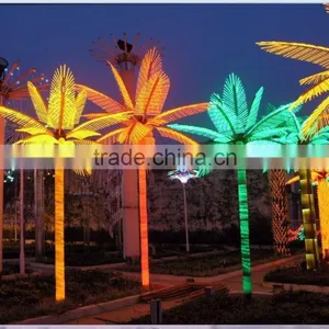 16.5ft Height Outdoor Artificial Green Flashing LED Solar Lighted up Artificial Plant Date Palm Trees With Bark EDS06 1418 thumbnail-1