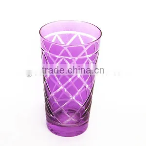 Hand Made Color Cutting Glass Cup thumbnail-1