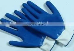 10 Gauge Cotton Liner With Blue Crinkle Latex Palm on the Coating / Latex / Working / Safety Gloves thumbnail-1
