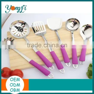 Wholesale Silicone Handle 6 Pieces Set Kitchen Stainless Steel Cooking Tools Set thumbnail-1