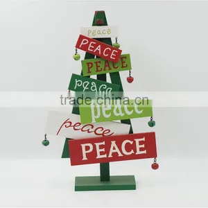 Wood Tree Peace Christmas Ornaments thumbnail-1