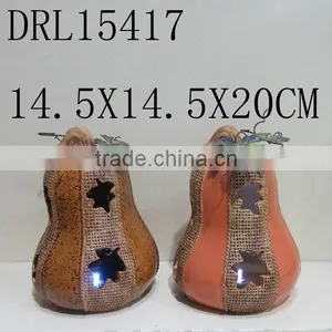 Dual Color Colorful Pumpkin Ceramic Lantern LED Decorations thumbnail-6